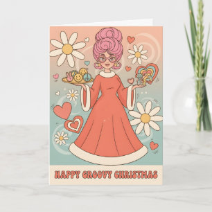 Cartes Pour Fêtes Annuelles Retro Groovy Mme Claus Joyeux Noël