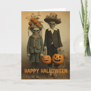 Cartes Pour Fêtes Annuelles Retro Halloween enfants déplaisants avec citrouill