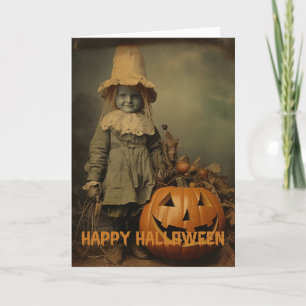 Cartes Pour Fêtes Annuelles Retro Halloween enfants déplaisants avec citrouill