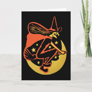 Cartes Pour Fêtes Annuelles Retro Halloween Witch Card