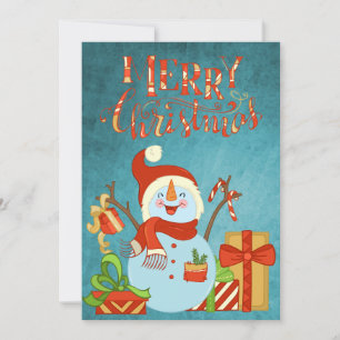 Cartes Pour Fêtes Annuelles Retro Happy Snowman Joyeux Noël Photo