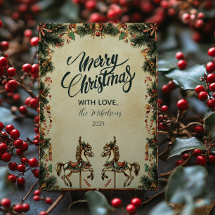 Cartes Pour Fêtes Annuelles Retro Holiday Cheval Rocse Noël