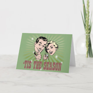 Cartes Pour Fêtes Annuelles Rétro homme et femme "Tis la saison "