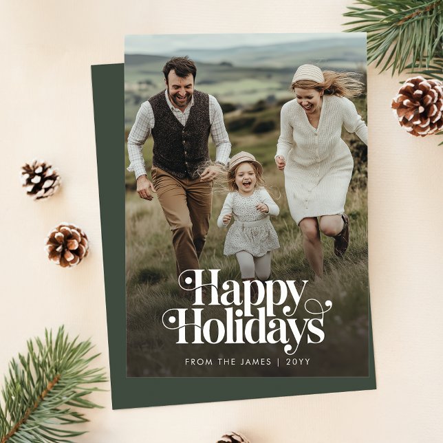 Cartes Pour Fêtes Annuelles Retro Joyeuses Fêtes de Noël Photo Vertical (Créateur téléchargé)