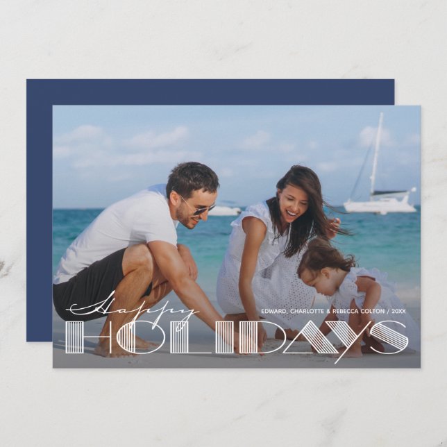 Cartes Pour Fêtes Annuelles Retro Joyeuses vacances Typographie Noël (Devant / Derrière)