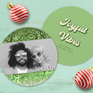 Cartes Pour Fêtes Annuelles Retro Joyeuses Vibes Disco Ball Noël Photo