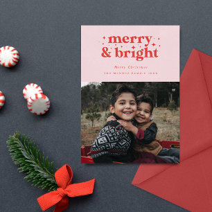 Cartes Pour Fêtes Annuelles Retro Joyeux et Lumineux Noël de Famille