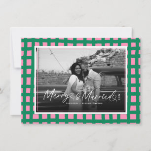 Cartes Pour Fêtes Annuelles Rétro Joyeux et Mariés Nouvellement Mariés à Carre