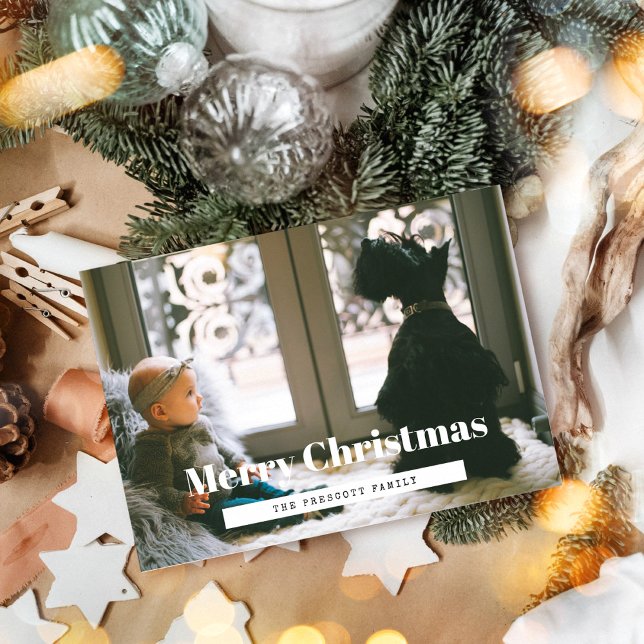 Cartes Pour Fêtes Annuelles Retro Joyeux Noël Famille Photo (Créateur téléchargé)