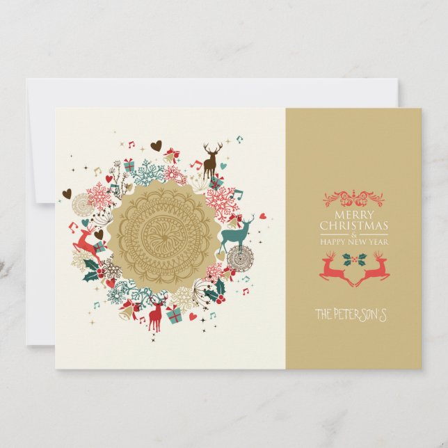 Cartes Pour Fêtes Annuelles Retro Joyeux Noël Joyeux Nouvel An (Devant)