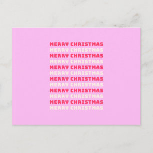 Cartes Pour Fêtes Annuelles Retro Joyeux Noël rose Décor de vacances Preppy