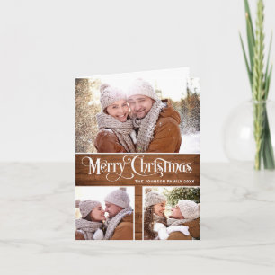 Cartes Pour Fêtes Annuelles Retro Joyeux Noël Rustique 4 PHOTO Salutation