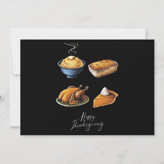 Cartes Pour Fêtes Annuelles Retro Joyeux Thanksgiving d'automne tarte à la cit (Devant)