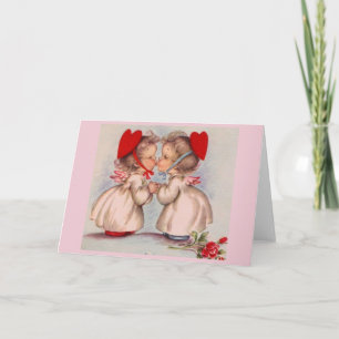 Cartes Pour Fêtes Annuelles Retro Kissing Angels Valentine's Day Note Card