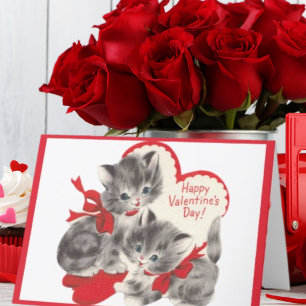 Cartes Pour Fêtes Annuelles Rétro Kittens personnalisés pour la Saint-Valentin