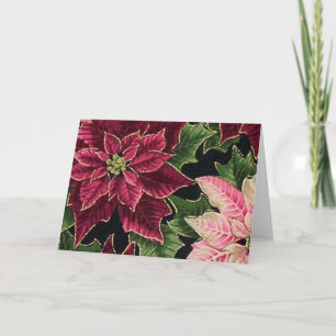 Cartes Pour Fêtes Annuelles Rétro les années 50 Poinsettia Bourgogne rose
