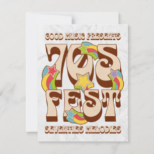 Cartes Pour Fêtes Annuelles Retro les années 70 Rainbow Star Music Festival