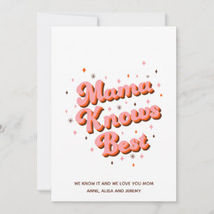 Cartes Pour Fêtes Annuelles Retro Mama connaît le meilleur rose Brown les anné