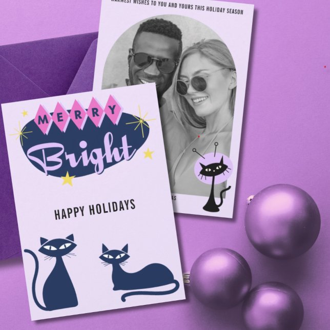 Cartes Pour Fêtes Annuelles Retro Merry and Bright Christmas Photo (Créateur téléchargé)