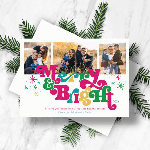 Cartes Pour Fêtes Annuelles Retro Merry & Bright Photo Holiday Card