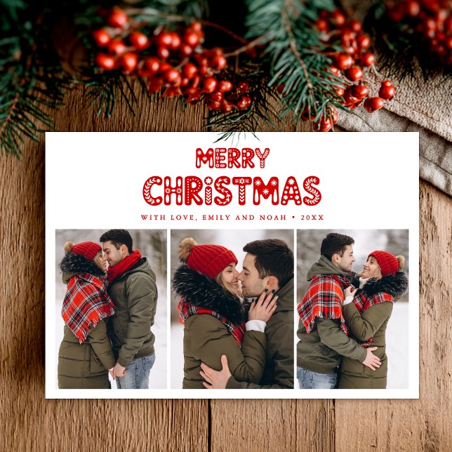 Cartes Pour Fêtes Annuelles Retro Merry Christmas Red  (Créateur téléchargé)