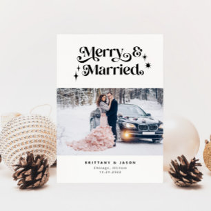 Cartes Pour Fêtes Annuelles Retro Merry & Marié minimaliste photo