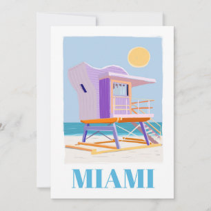 Cartes Pour Fêtes Annuelles "Retro Miami Lifeguard : Vintage Beach Vibes