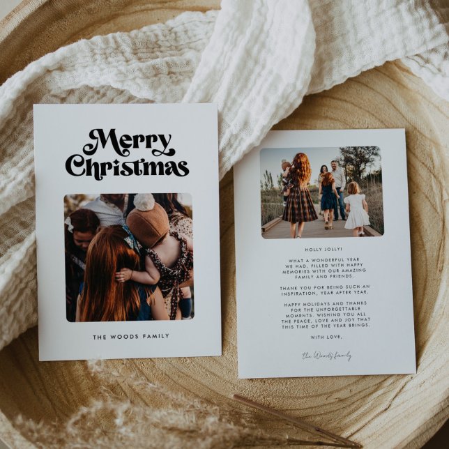 Cartes Pour Fêtes Annuelles Retro Mid Century Joyeux Noël 2 Photo (Créateur téléchargé)