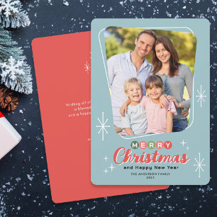 Cartes Pour Fêtes Annuelles Retro Midsiècle moderne Message Photo Noël