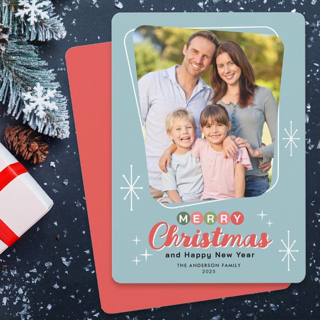 Cartes Pour Fêtes Annuelles Retro Midsiècle photo moderne Noël (Créateur téléchargé)