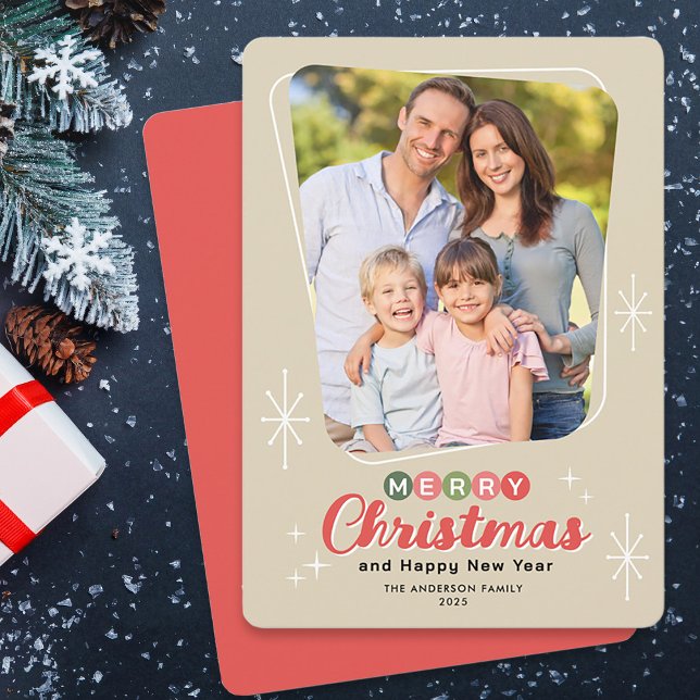 Cartes Pour Fêtes Annuelles Retro Midsiècle photo moderne Noël (Créateur téléchargé)