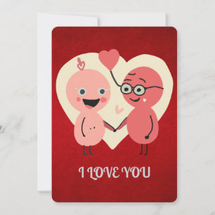Cartes Pour Fêtes Annuelles Rétro Minimaliste Mignon Amour Ensemble   drôle