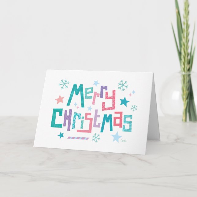 Cartes Pour Fêtes Annuelles Retro modern merry christmas snowy text card (Devant)