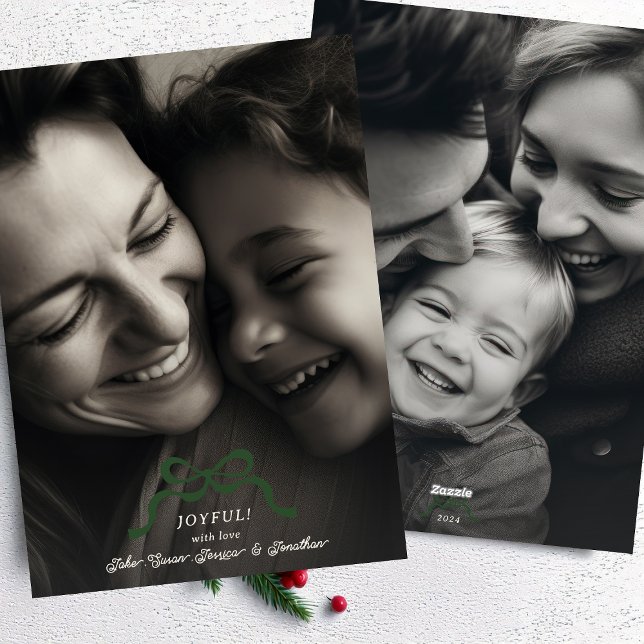 Cartes Pour Fêtes Annuelles rétro moderne tendance noël arc vert 2 photo (Créateur téléchargé)