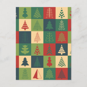 Cartes Pour Fêtes Annuelles Rétro motif d'arbres de Noël