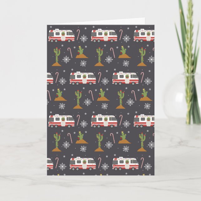Cartes Pour Fêtes Annuelles Retro Motorhome RV Camping Désert Noël Cactus (Devant)