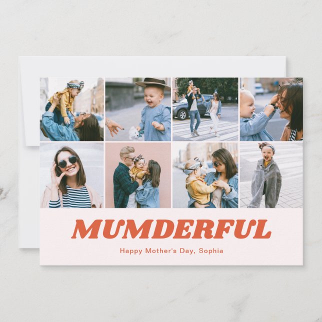 Cartes Pour Fêtes Annuelles Retro Mumderful Mothers Day 12 Photo Collage Pink (Devant)
