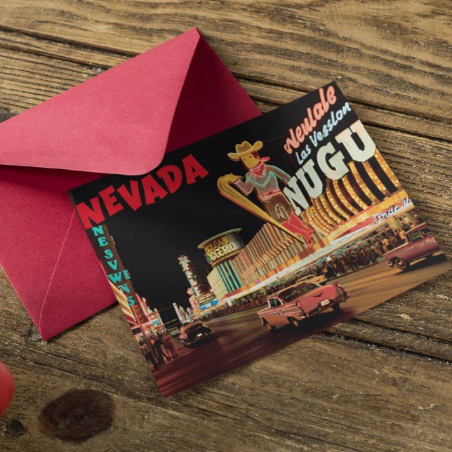 Cartes Pour Fêtes Annuelles Retro Nevada Vegas Strip Cadeau (Créateur téléchargé)