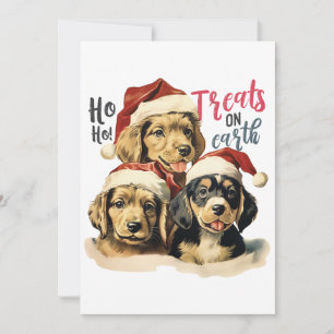 Cartes Pour Fêtes Annuelles Retro Noël Chien Animaux de Compagnie Traitements