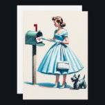Cartes Pour Fêtes Annuelles Rétro Noël Femme avec Scotty Chien Boîte aux lettr<br><div class="desc">Entrez dans l'esprit festif avec notre délicieuse "Retro Christmas Woman With Scotty Dog Putting Christmas Envelope in Mailbox" 🎄 design. Cette scène émouvante saisit la magie de la saison. Parfait pour répandre la joie des vacances sur divers produits!</div>