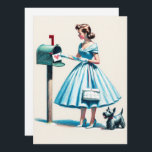 Cartes Pour Fêtes Annuelles Rétro Noël Femme avec Scotty Chien Boîte aux lettr<br><div class="desc">Entrez dans l'esprit festif avec notre délicieuse "Retro Christmas Woman With Scotty Dog Putting Christmas Envelope in Mailbox" 🎄 design. Cette scène émouvante saisit la magie de la saison. Parfait pour répandre la joie des vacances sur divers produits!</div>