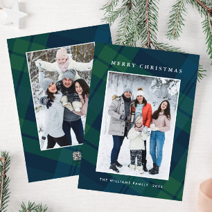 Cartes Pour Fêtes Annuelles Retro Noël Plaid 2 Photo Grey