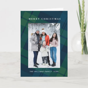 Cartes Pour Fêtes Annuelles Retro Noël Plaid 2 Photo Grey