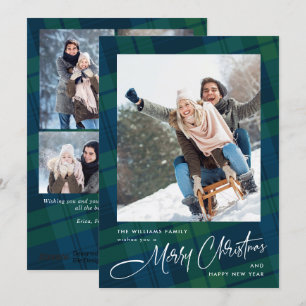Cartes Pour Fêtes Annuelles Retro Noël Plaid 5 Photo Grey