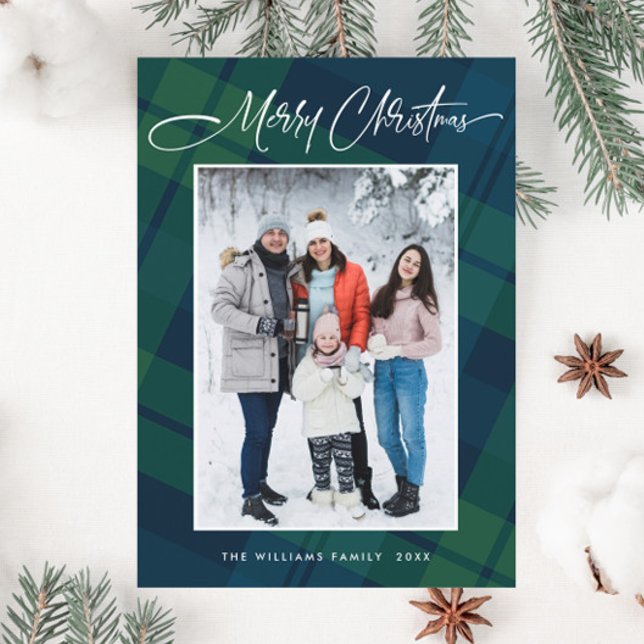 Cartes Pour Fêtes Annuelles Rétro Noël Plaid Un Accueil Photo (Créateur téléchargé)