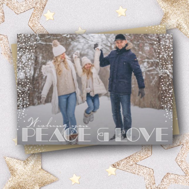 Cartes Pour Fêtes Annuelles Rétro Peace and Love Typografy (Créateur téléchargé)