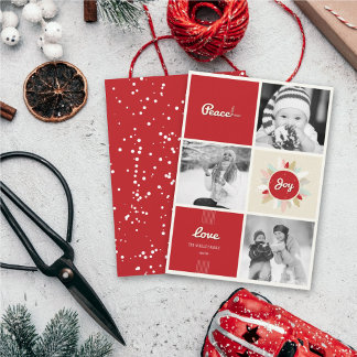 Cartes Pour Fêtes Annuelles Retro Peace Love Joy Christmas 3 Photo Collage