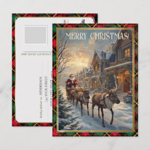 Cartes Pour Fêtes Annuelles Rétro Père Noël Adresse personnalisée Noël classiq