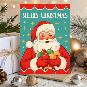 Cartes Pour Fêtes Annuelles Rétro Père Noël Vintage Étincelle Noël