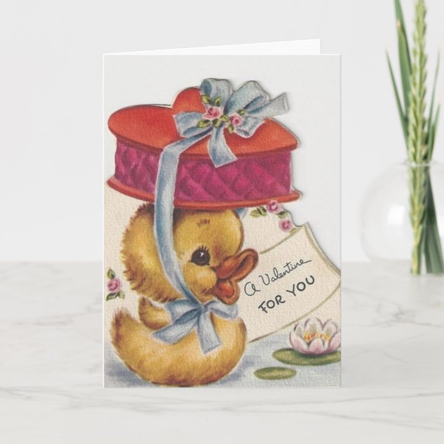 Cartes Pour Fêtes Annuelles Rétro petit piaulement avec du chocolat Valentine (Devant)